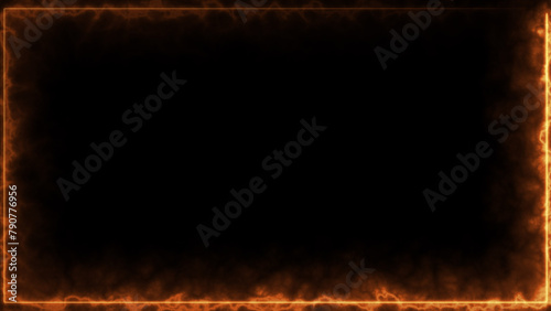 Abstract glowing fire effect neon light rectangle frame icon background illustration.