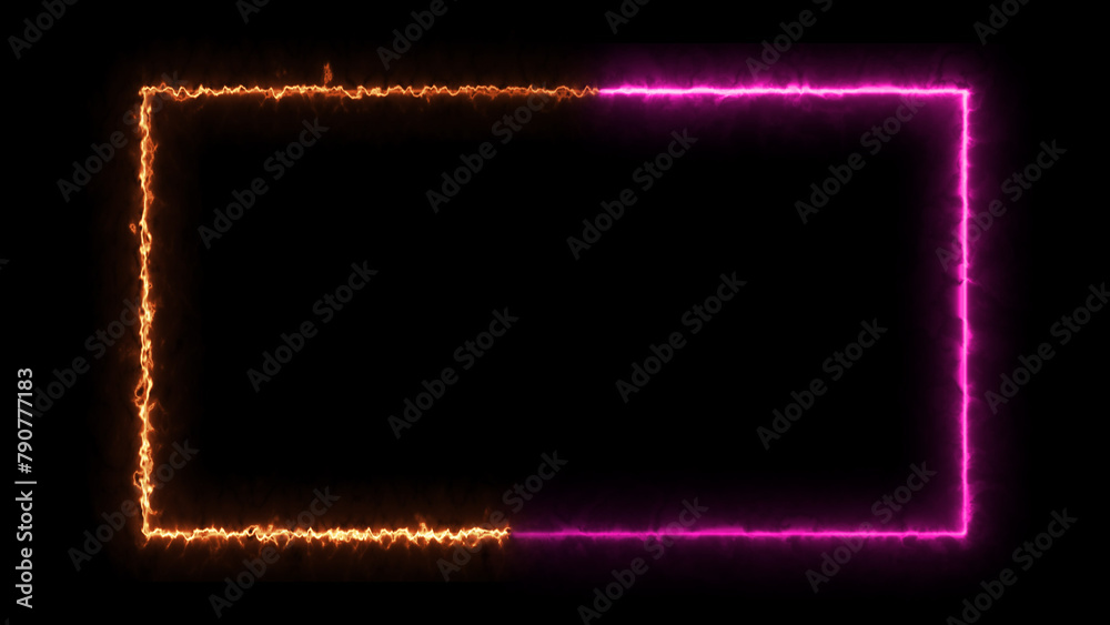 Abstract glowing neon light rectangle frame icon background illustration 4k. Abstract glowing neon light rectangle frame icon background illustration 4k.