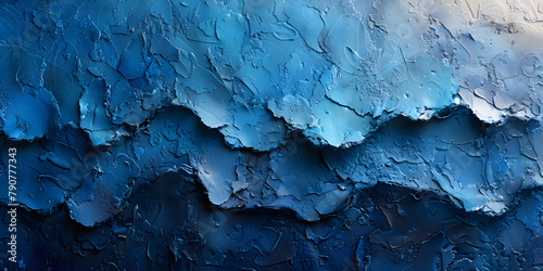 Old Textured Canvas  Symmetrical Blue-Indigo Top View