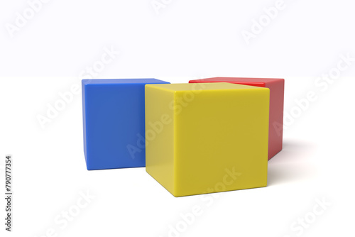 Colorful 3D blocks in primary colors