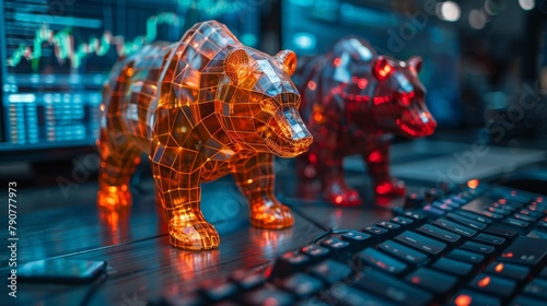 Digital Bear market symbolism, Finance Market Technology Concept