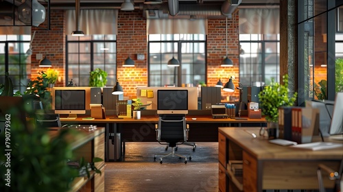Office environments and workspace setups backgrounds  #790779362