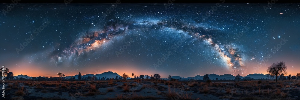 The Milky Way illuminates the night sky, a cosmic river of li - obrazy, fototapety, plakaty 