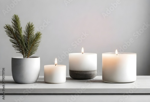 Clean Aesthetic Scandinavian style table with decorations	
