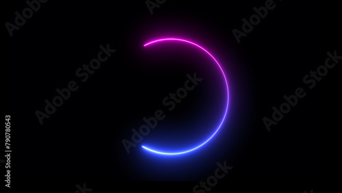 Wallpaper Mural Abstract Blue Neon circle isolated on black background. Loading icon illustration 4k. Torontodigital.ca