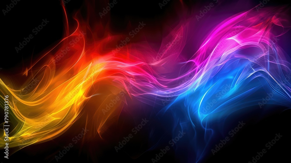 Fototapeta premium Abstract Multicolor Visualization, abstract background with colorful spectrum. Bright neon rays and glowing lines.