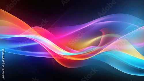 Abstract Multicolor Visualization, abstract background with colorful spectrum. Bright neon rays and glowing lines. © PimPhoto