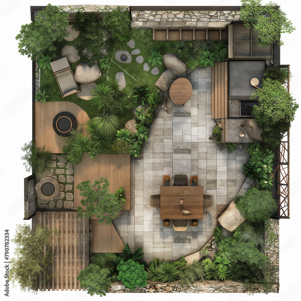 Gartengestaltung Skizze Garden design sketch Stock Illustration