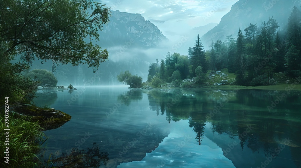 Peaceful lakes and serene water bodies landscapes 

 - obrazy, fototapety, plakaty 