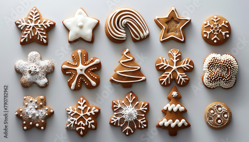 Assorted Decorated Gingerbread Cookies on Gray Surface