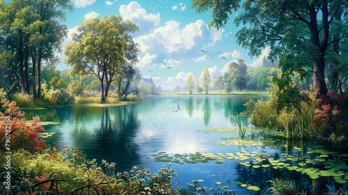 Peaceful lakes and serene water bodies landscapes