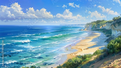 Picturesque coastal scenes including beaches, cliffs, and oceans landscapes 