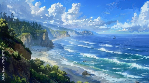 Picturesque coastal scenes including beaches  cliffs  and oceans landscapes 