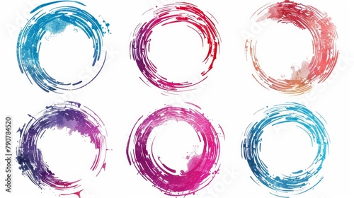 Detailed hand drowning circle line sketch modern set. Descriptive art brush design round circular scribble doodle graffiti bubble or ball draft illustration for logos or text. photo