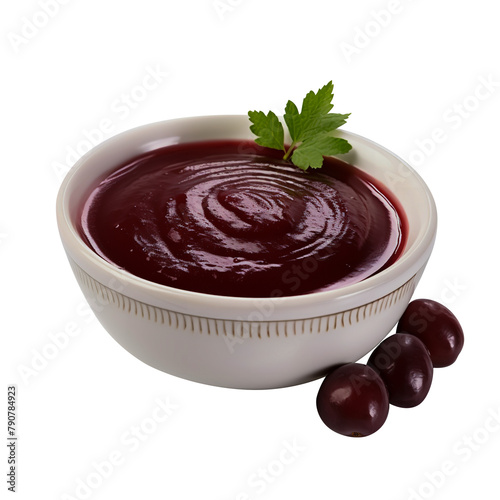 Yummy Kokum Sauce in bowl Isolated On White Background photo