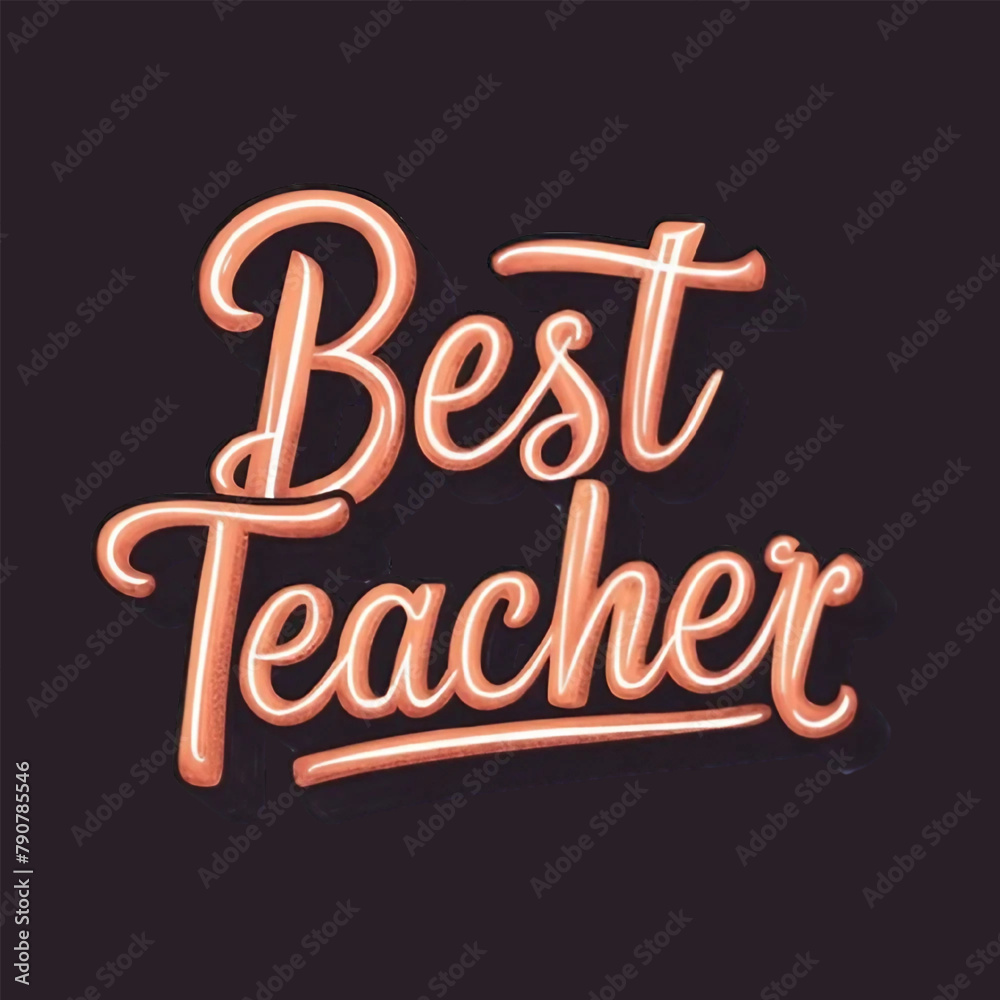 Fototapeta premium Free Vector Hand drawn best teacher text design white background, Generated Ai 