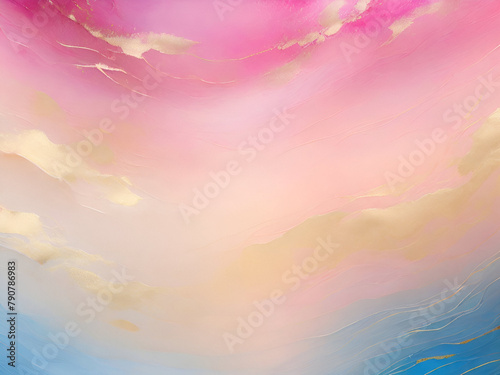 Abstract pink gradient shimmering gold background.