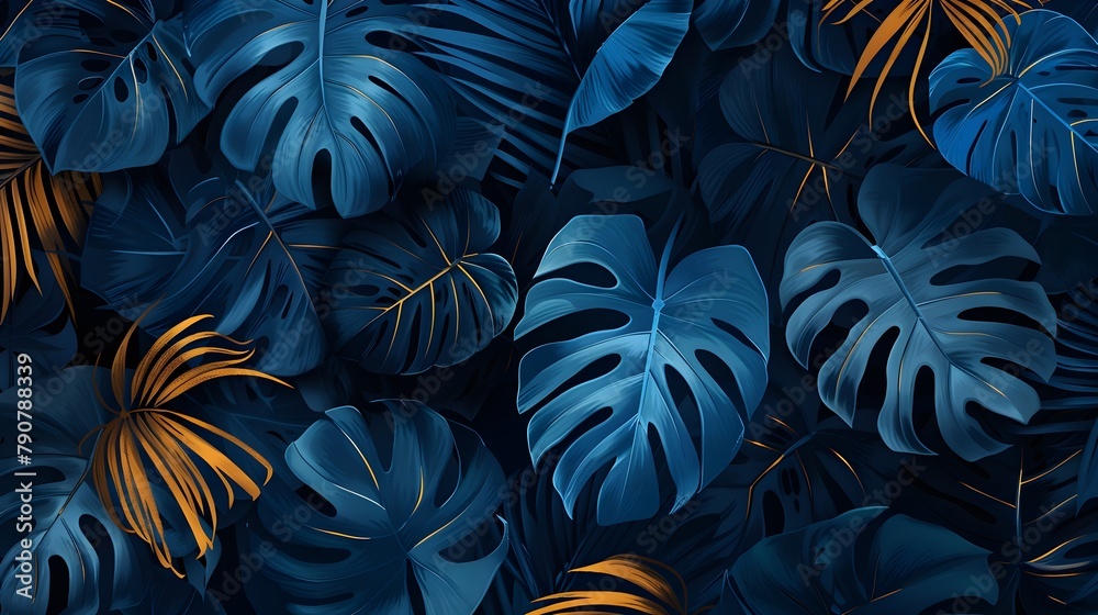 exotic tropical leaves in dark background pattern exotic tropical leaves in dark background pattern