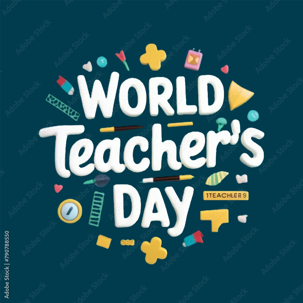 Fototapeta premium Free Vector World teacher's day T shirt design generative Ai