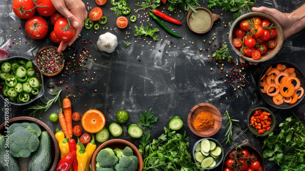 A table filled with a diverse selection of fresh vegetables in various colors, shapes, and sizes, creating a vibrant display of nutrition and taste A table filled with a diverse selection of fresh vegetables in various colors, shapes, and sizes, creating a vibrant display of nutrition and taste