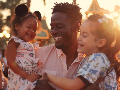 Man Holding Little Girl and Smiling