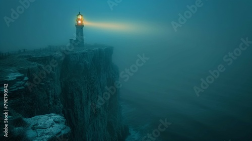 Majestic Lighthouse Guiding Ships in the Night, generative ai