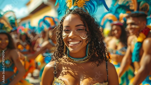 Vibrant Brazilian Carnival Parade, generative ai photo