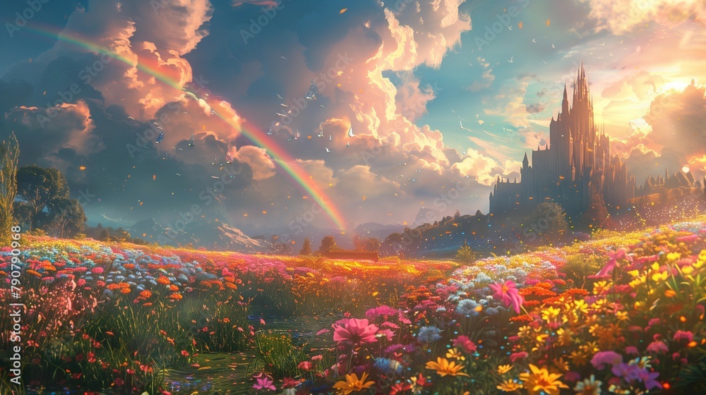 Naklejka premium Crystal Castle Wonderland, generative ai