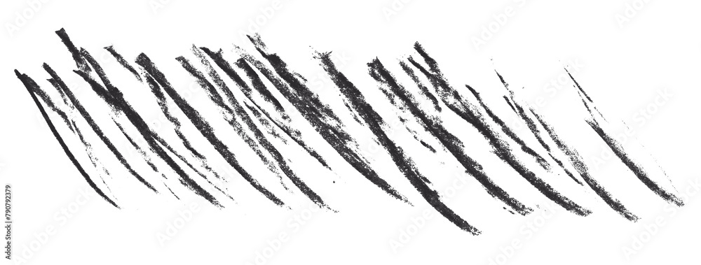black pencil strokes isolated on transparent background