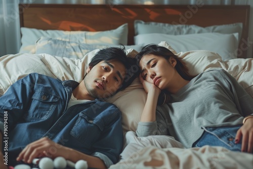 Couple Laying Together in Bed