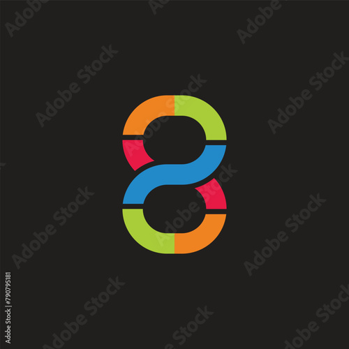 number 2 8 colorful infinity linear logo vector
