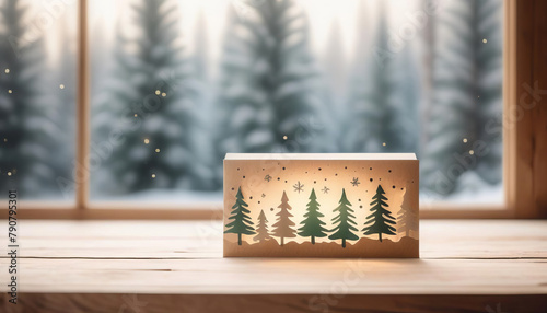Beautiful paper craft christmas card with copy space