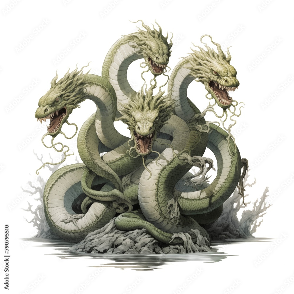 Fototapeta premium Illustration of the Hydra on a White Background