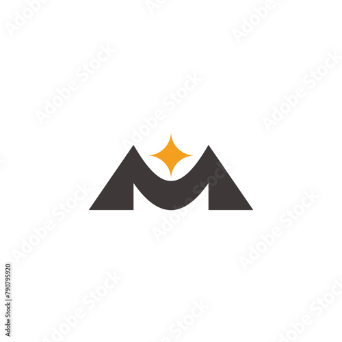 letter m stars mountain abstract logo vector