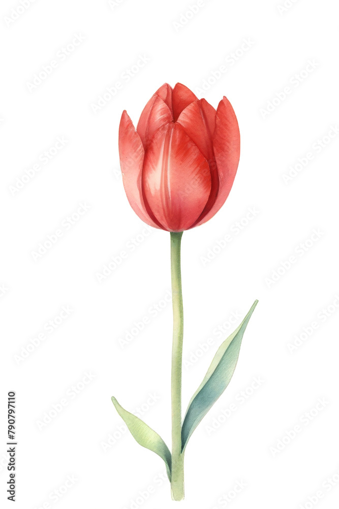 watercolor illustration of red tulip flower on white. clip art watercolor illustration of red tulip flower on white. clip art