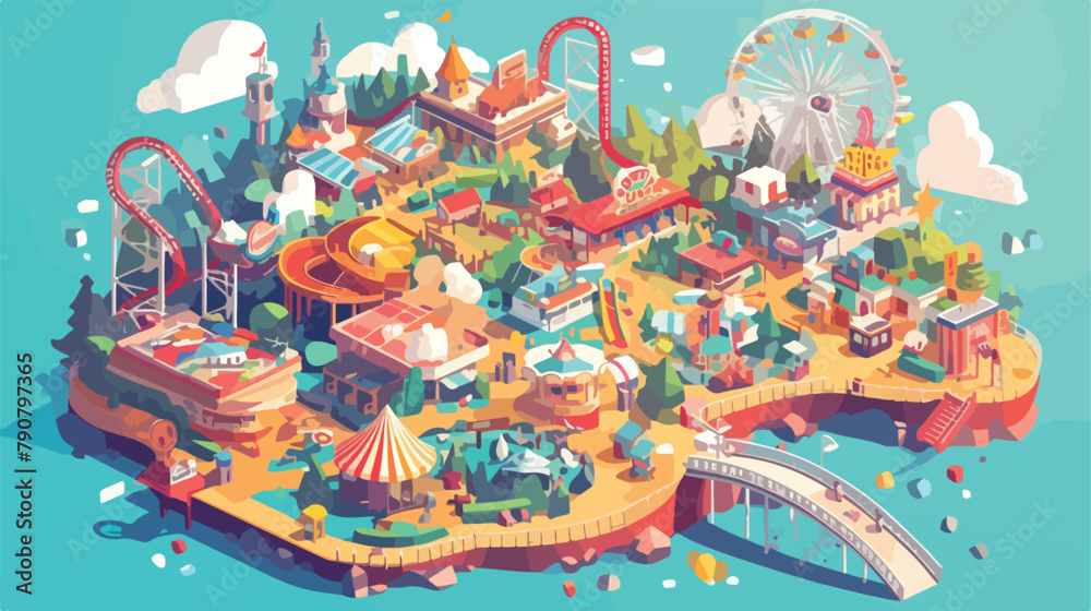 Cartoon vector amusement park map background isolat Stock-Vektorgrafik ...
