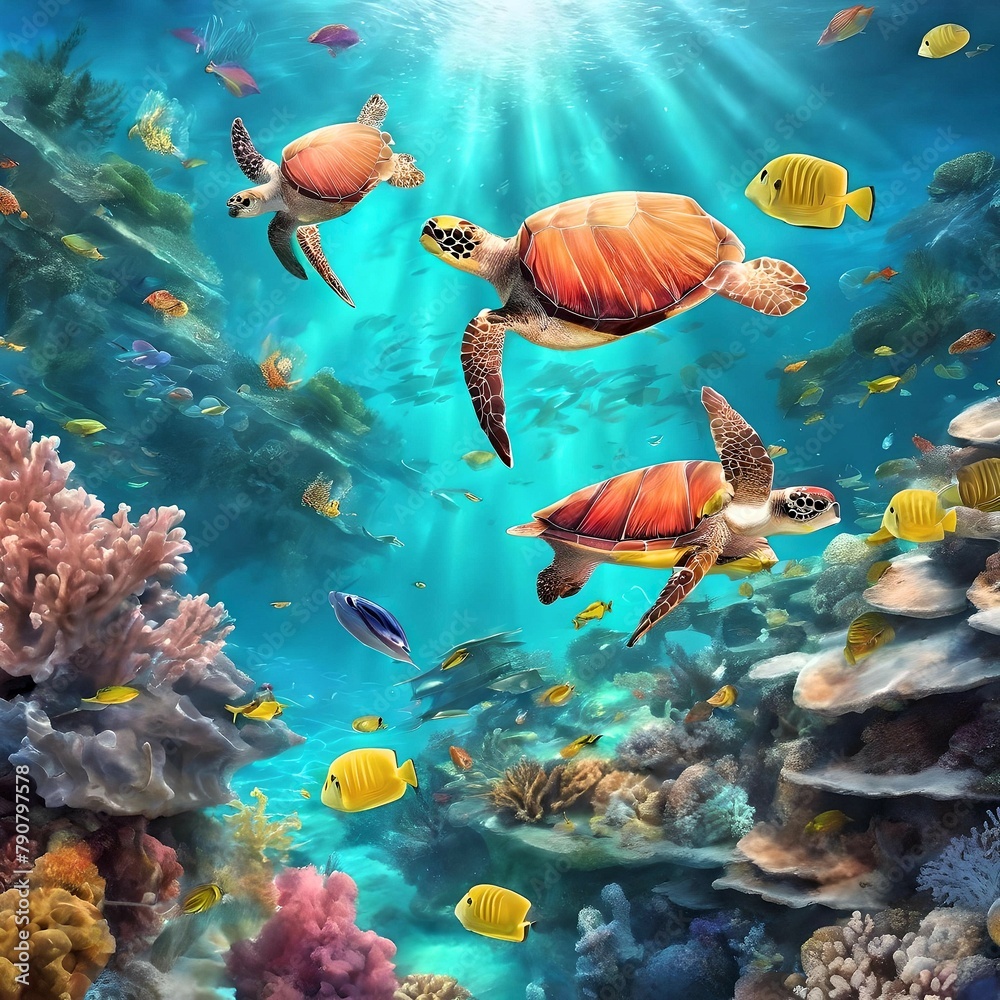 Fototapeta premium Serene Tranquility: A Mesmerizing Underwater Paradise