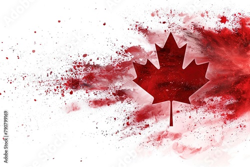 Canada wave flag, fine powder and paint exploding on a white background