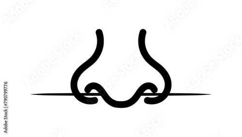 stick in the nose, black isolated silhouette