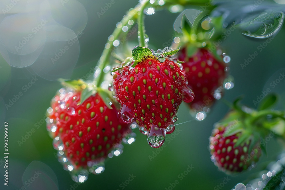 /imagine: Morning dew sparkling on plump strawberries, fresh and inviting.