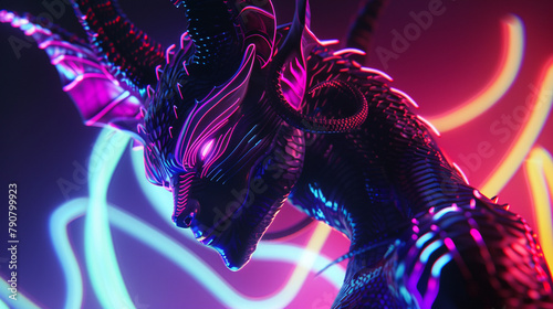 A 3D animated devil with a sinuous tail and sharp pointed ears stands against a blacklight background