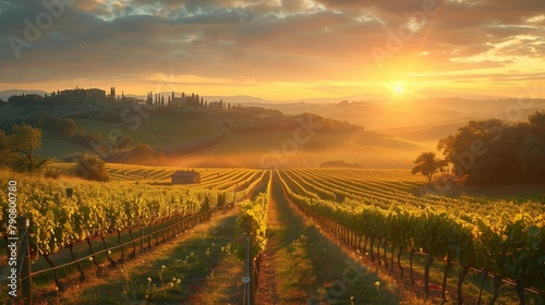 Golden Morning Glow in Tuscany, generative ai