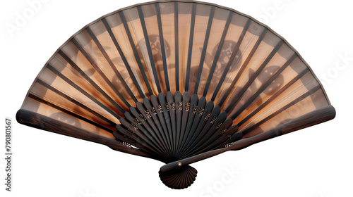 Hand Fan Made of Paper   Isolated on White  Transparent Background  PNG File  Hand Edited Generative AI