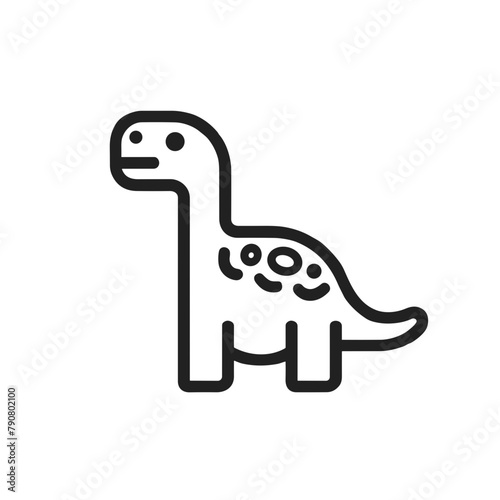 Long-necked Dinosaur Icon, Jurassic Era, Paleontology Symbol