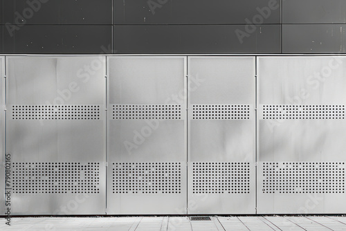 Black and white tone, Exterior architectural detail of aluminium perforated cladding facade of modern buildings.