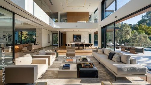 luxury living room, modern topnotch super bright open space photo