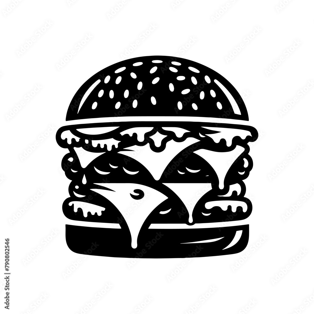 Cheeseburger Silhouette for Graphic Designers, Cheeseburger Illustration Design Cheeseburger Silhouette for Graphic Designers, Cheeseburger Illustration Design