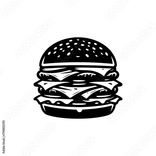 Silhouette of Satisfying Cheese Burger, Cheese Burger Vector Illustration