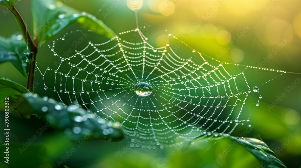 Glistening Morning Jewel Webs, generative ai