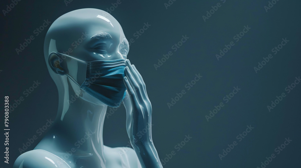 Mannequin with face mask and copy space on the right side Mannequin with face mask and copy space on the right side